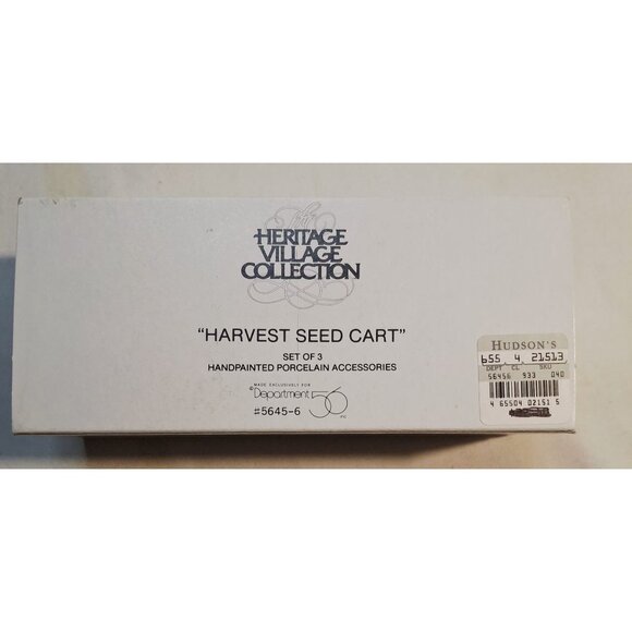 Heritage Village Collection Harvest Seed Cart Set Of 3 Handpainted Porcelain Acc - Picture 2 of 8